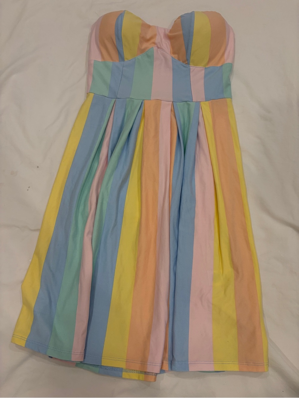 Pastel Rainbow Strapless junior medium mini Dress